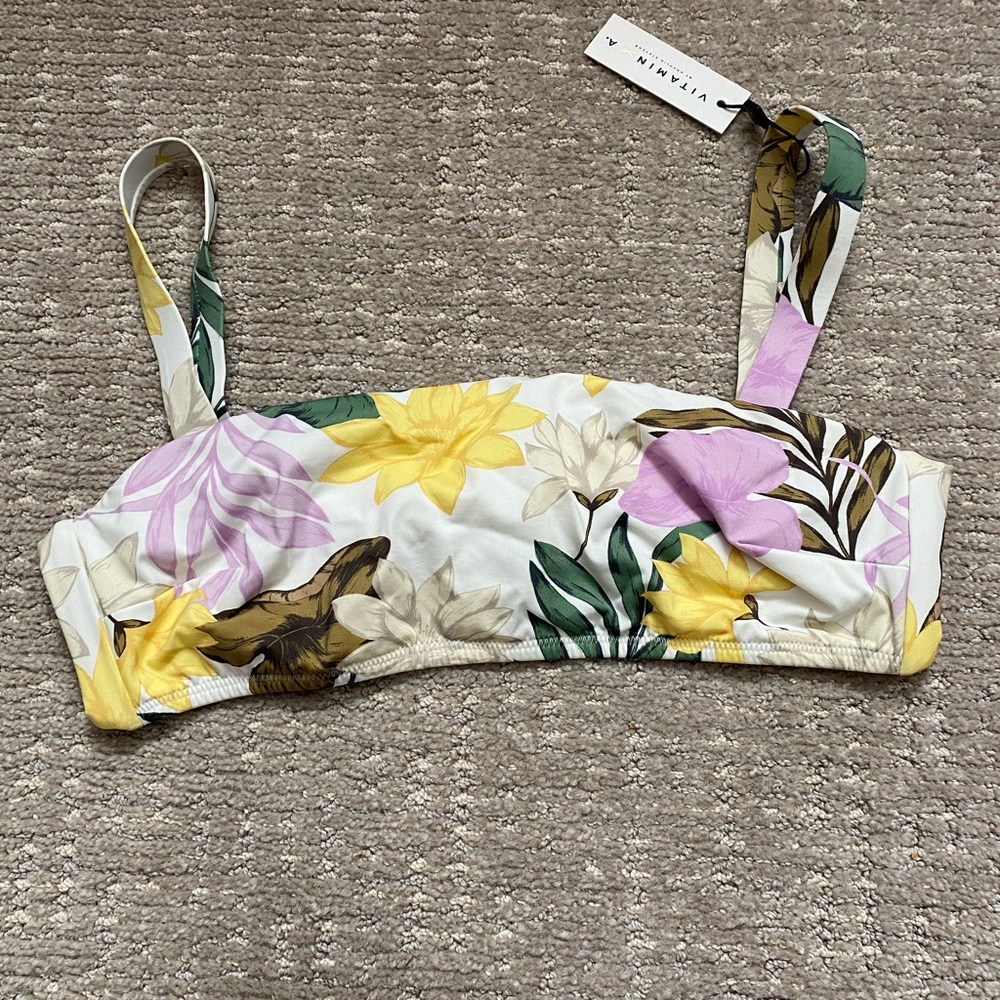 vitamin A floral Bando Bikini top